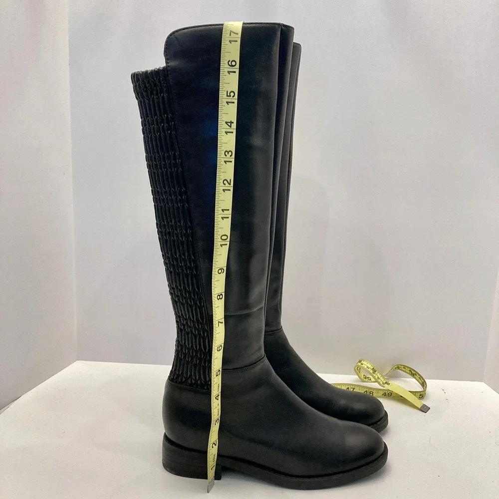 Blondo Boots‎ Womens 6 Black Leather Water Resistant Tall Riding Elastic Back